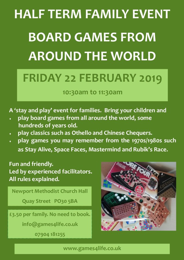board games club for families_half term_poster 22 feb 2019